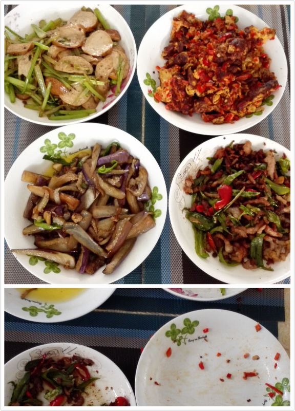 自己炒的菜,越吃越好吃,不一会儿,一个个光盘便出现了.
